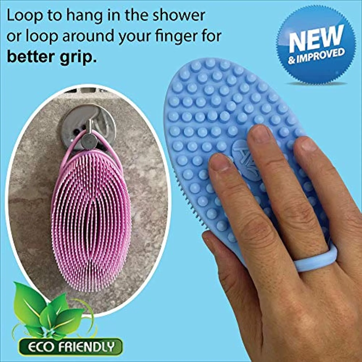Avilana Exfoliating Silicone Body Scrubber Easy to Clean, Lathers Well, Long Lasting, And More Hygienic Than Traditional Loofah (Marbled)
