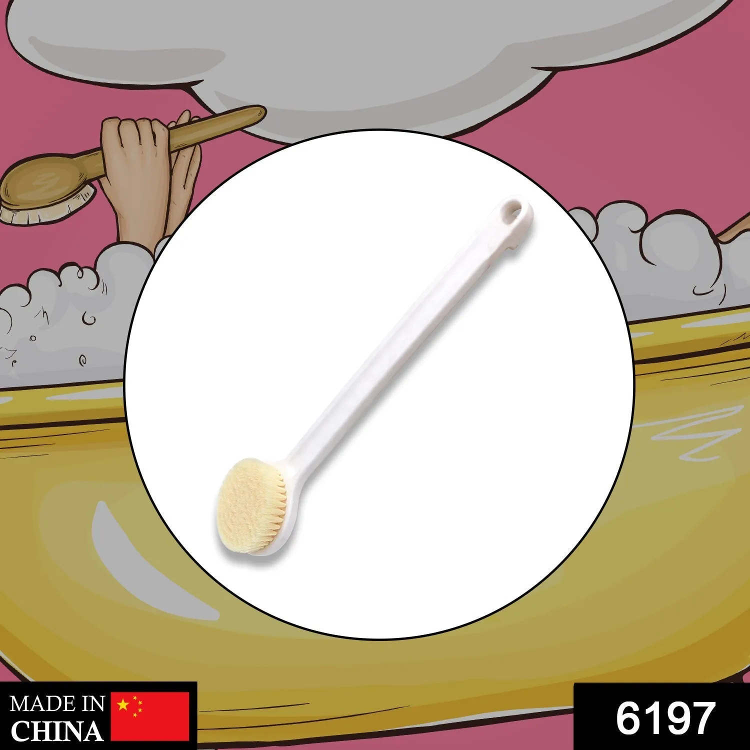 Body Brush Long Handle Dry Brush Soft Bristle Bath Brush Back Scrub Exfoliating Massage.