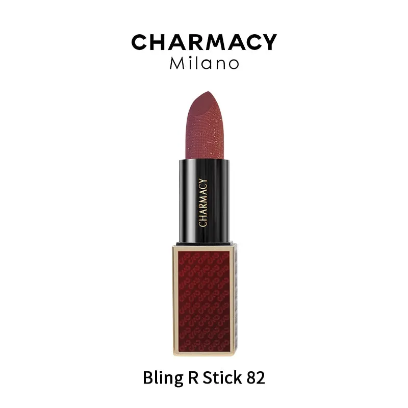 CHARMACY Shiny Metallic Lipstick Glitter Matte Lipstick Velvet Lipstick Lip Makeup Diamond Shimmer Red Lipstick Beauty Cosmetic