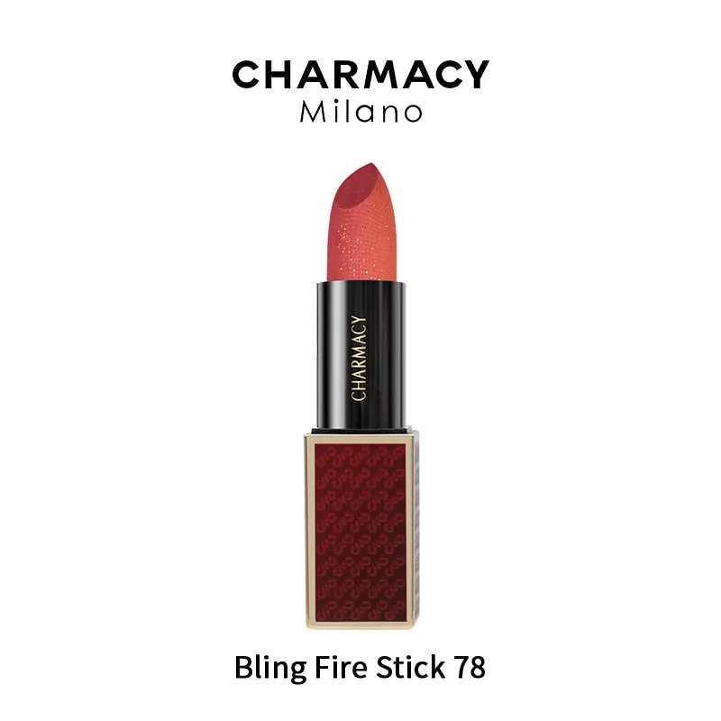 CHARMACY Shiny Metallic Lipstick Glitter Matte Lipstick Velvet Lipstick Lip Makeup Diamond Shimmer Red Lipstick Beauty Cosmetic