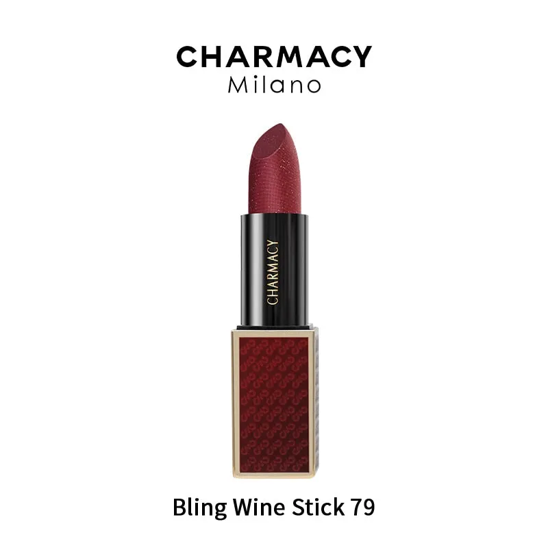 CHARMACY Shiny Metallic Lipstick Glitter Matte Lipstick Velvet Lipstick Lip Makeup Diamond Shimmer Red Lipstick Beauty Cosmetic