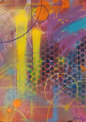 Collateral Damage Circles Original Spray Paint Mixed Media Painting by Risk Rock