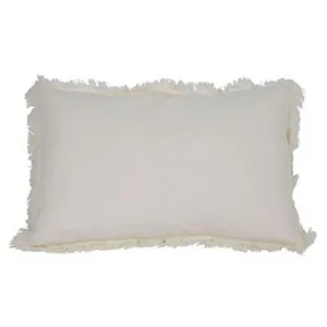 Cream Ripley Waffle Cushion with Fringing - 50cm x 30cm