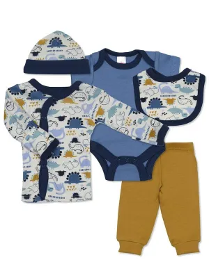 Dinosaur Mustard & Blue 4 piece set