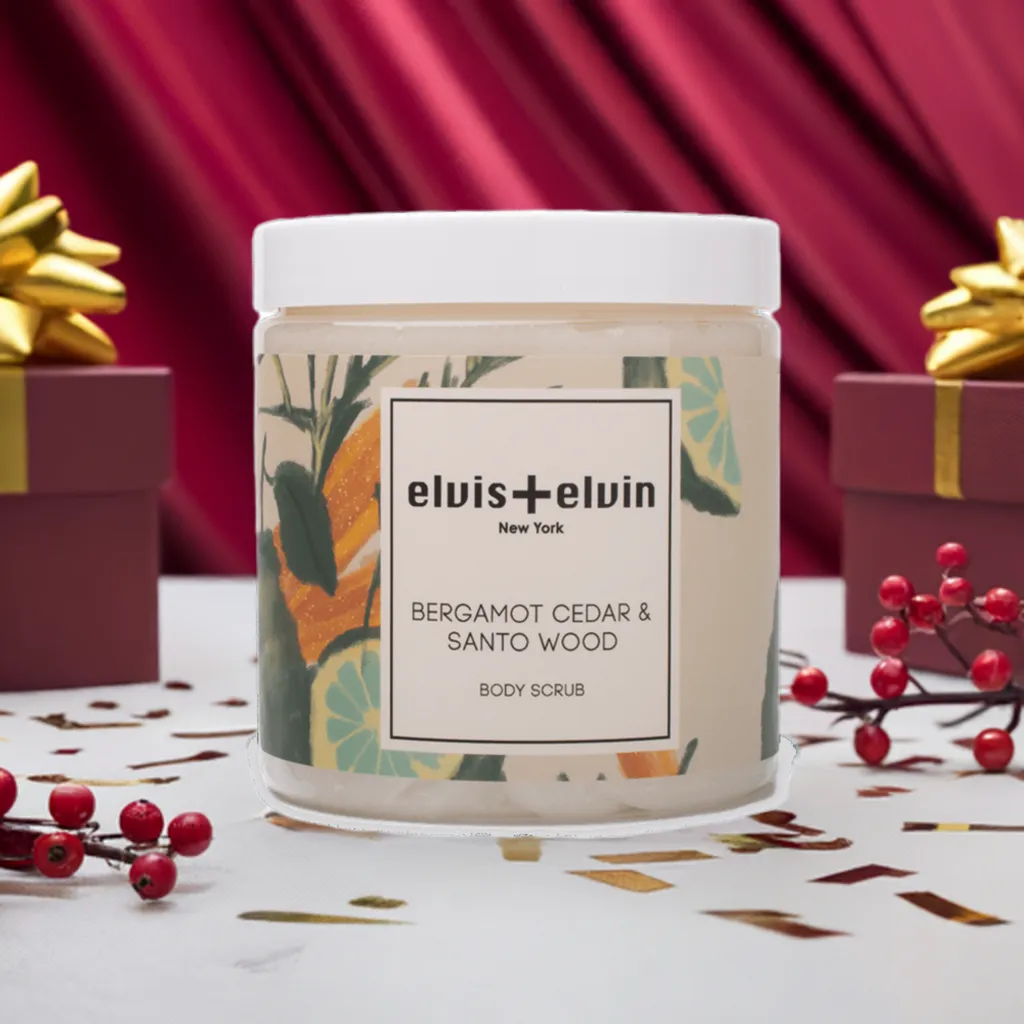 elvis elvin Bergamot Cedar & Santo Wood Blend Body Scrub with Dead Sea Salt 300ml