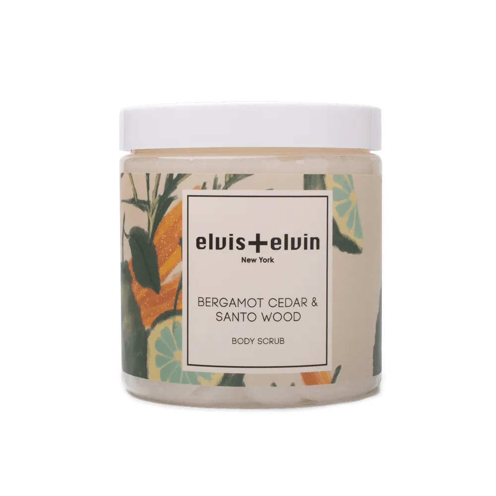 elvis elvin Bergamot Cedar & Santo Wood Blend Body Scrub with Dead Sea Salt 300ml