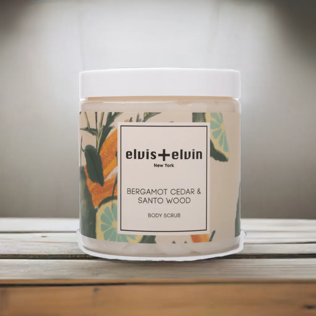 elvis elvin Bergamot Cedar & Santo Wood Blend Body Scrub with Dead Sea Salt 300ml