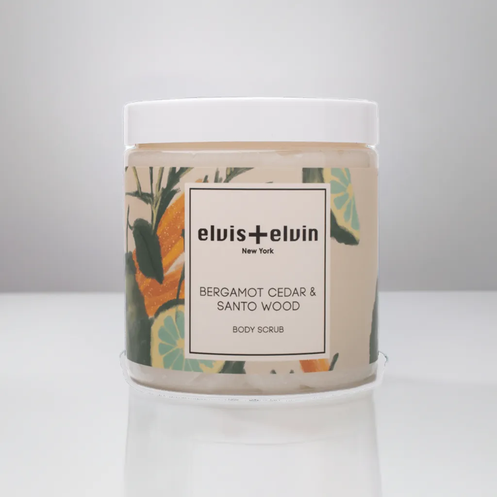 elvis elvin Bergamot Cedar & Santo Wood Blend Body Scrub with Dead Sea Salt 300ml