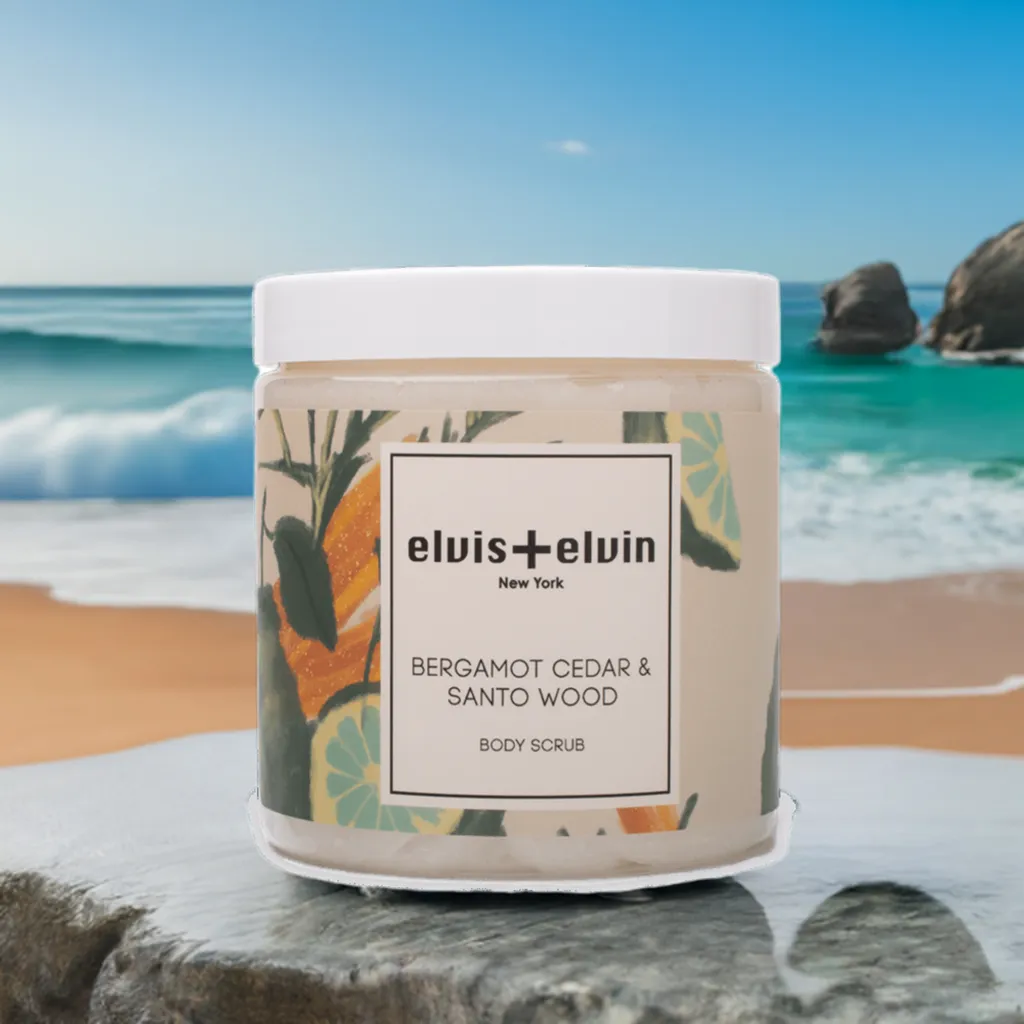 elvis elvin Bergamot Cedar & Santo Wood Blend Body Scrub with Dead Sea Salt 300ml