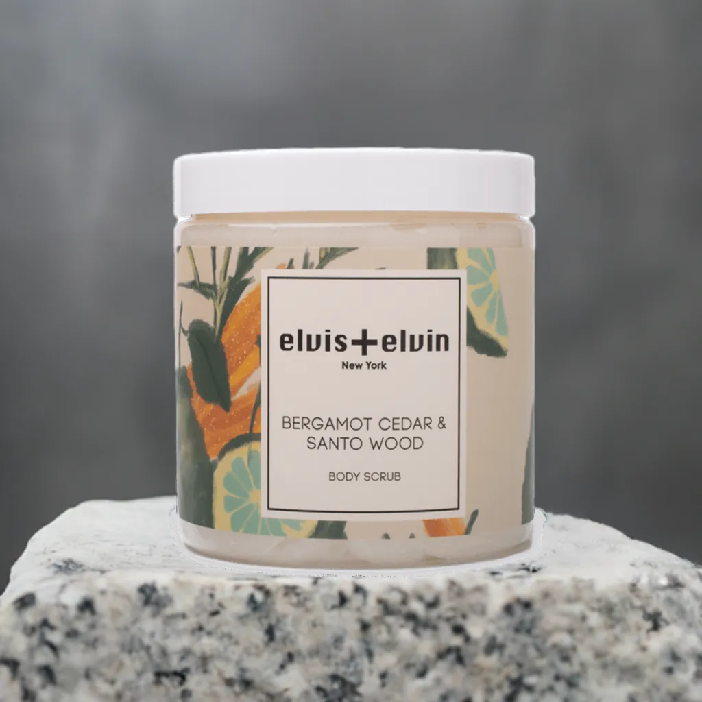 elvis elvin Bergamot Cedar & Santo Wood Blend Body Scrub with Dead Sea Salt 300ml