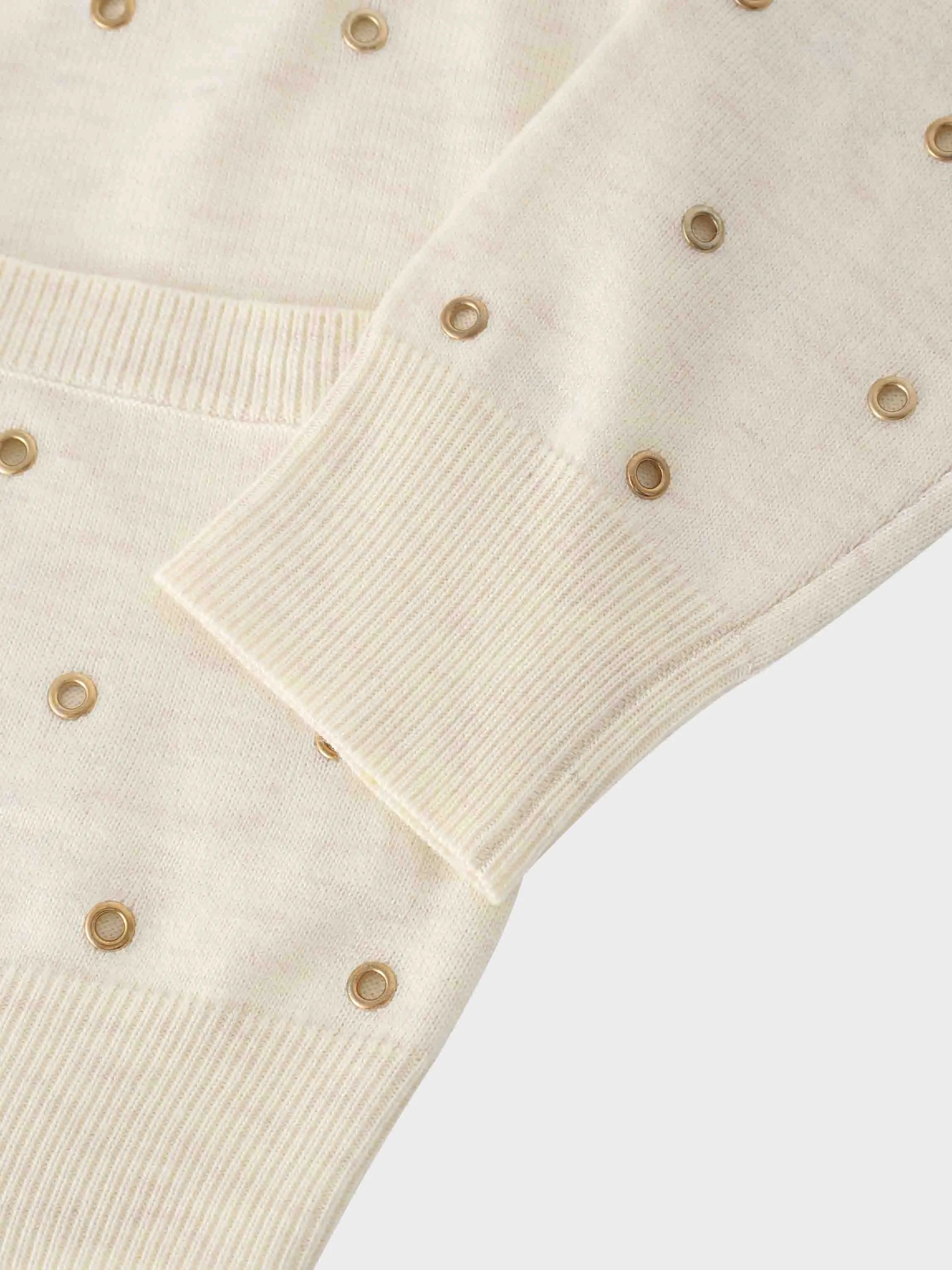 Grommet Cardigan-Cream