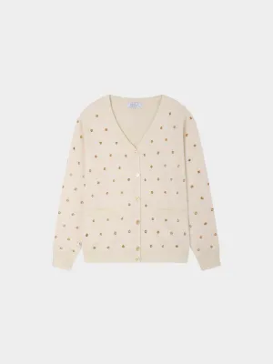 Grommet Cardigan-Cream