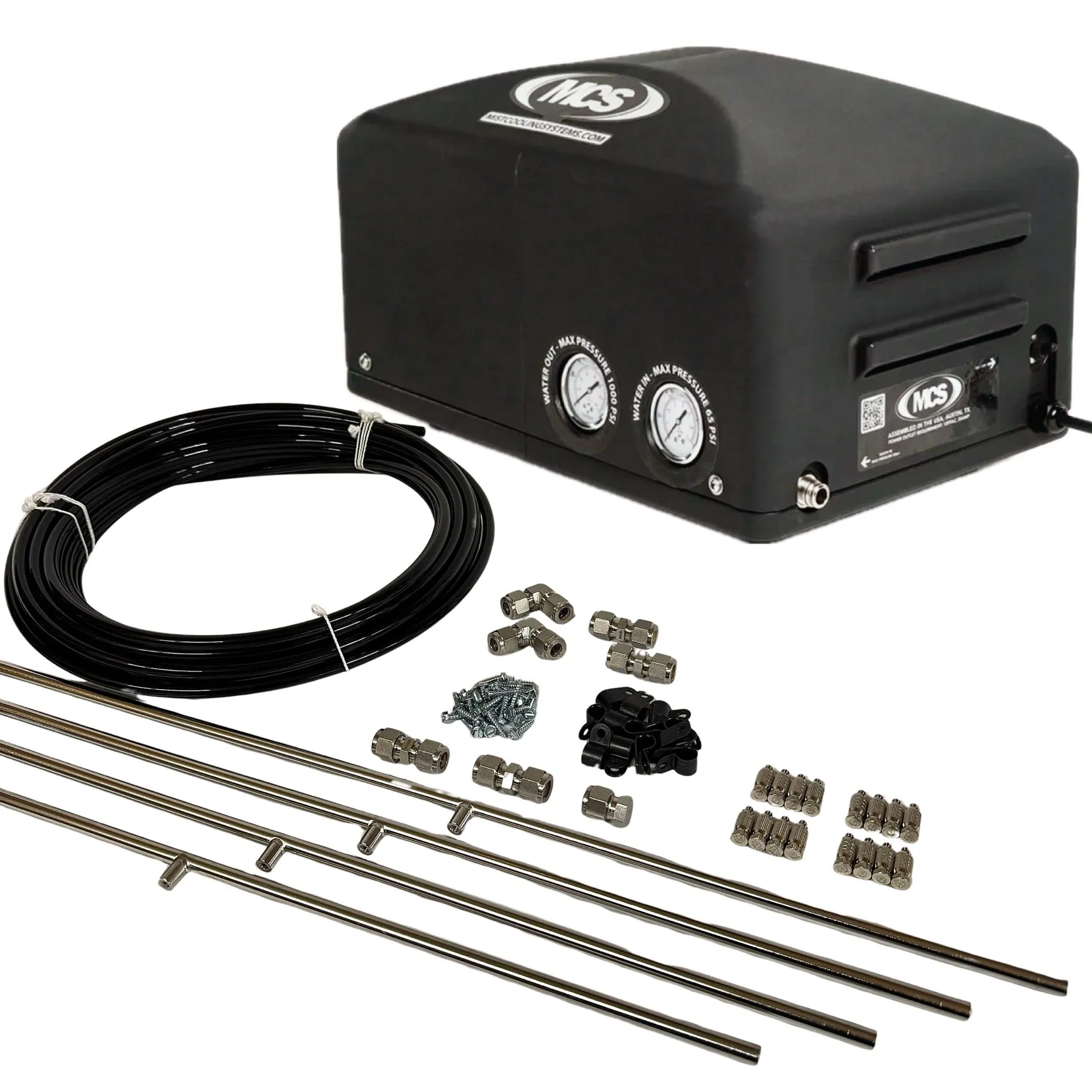 MCS Products .5 GPM Fully Enclosed Misting Pump With 32ft. Stainless Mist Line Kit