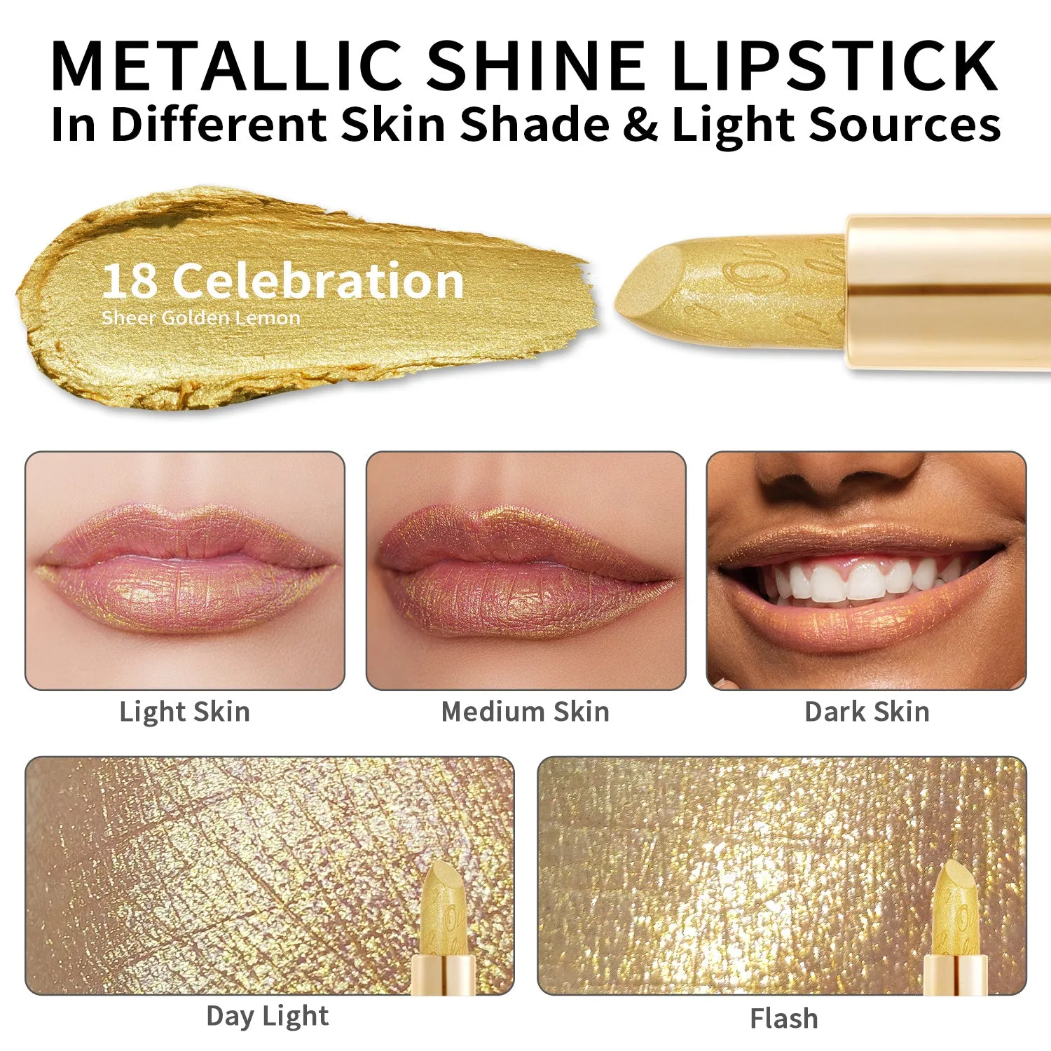 Metallic Shine Lipstick | D18 Celebration