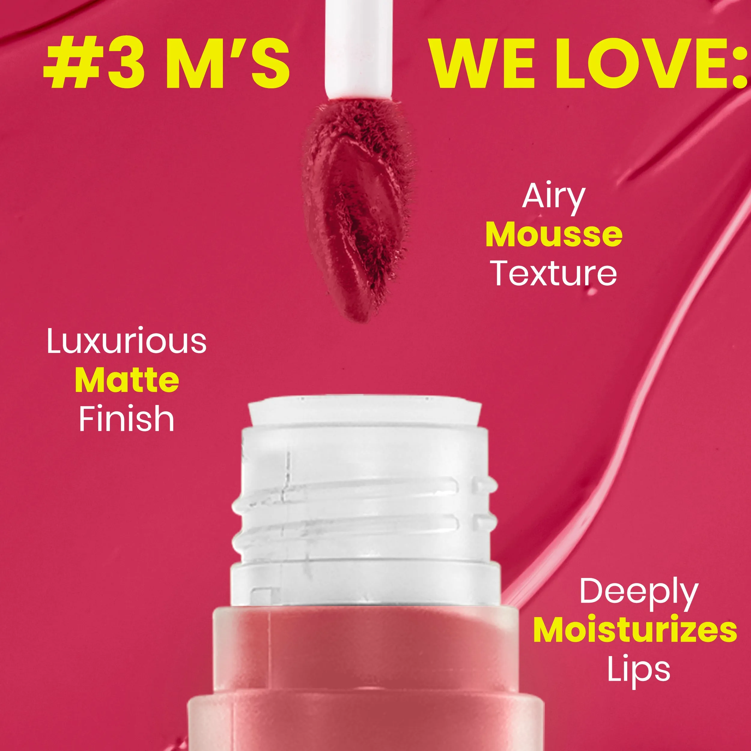 NY Bae Velvet Mousse Liquid Lipstick- Fiesty Pink 05 (6.5ml) | Velvet Matte Finish | Transferproof | Smudgeproof | Ultra Light | Smooth | Moisturising Pink Lipstick