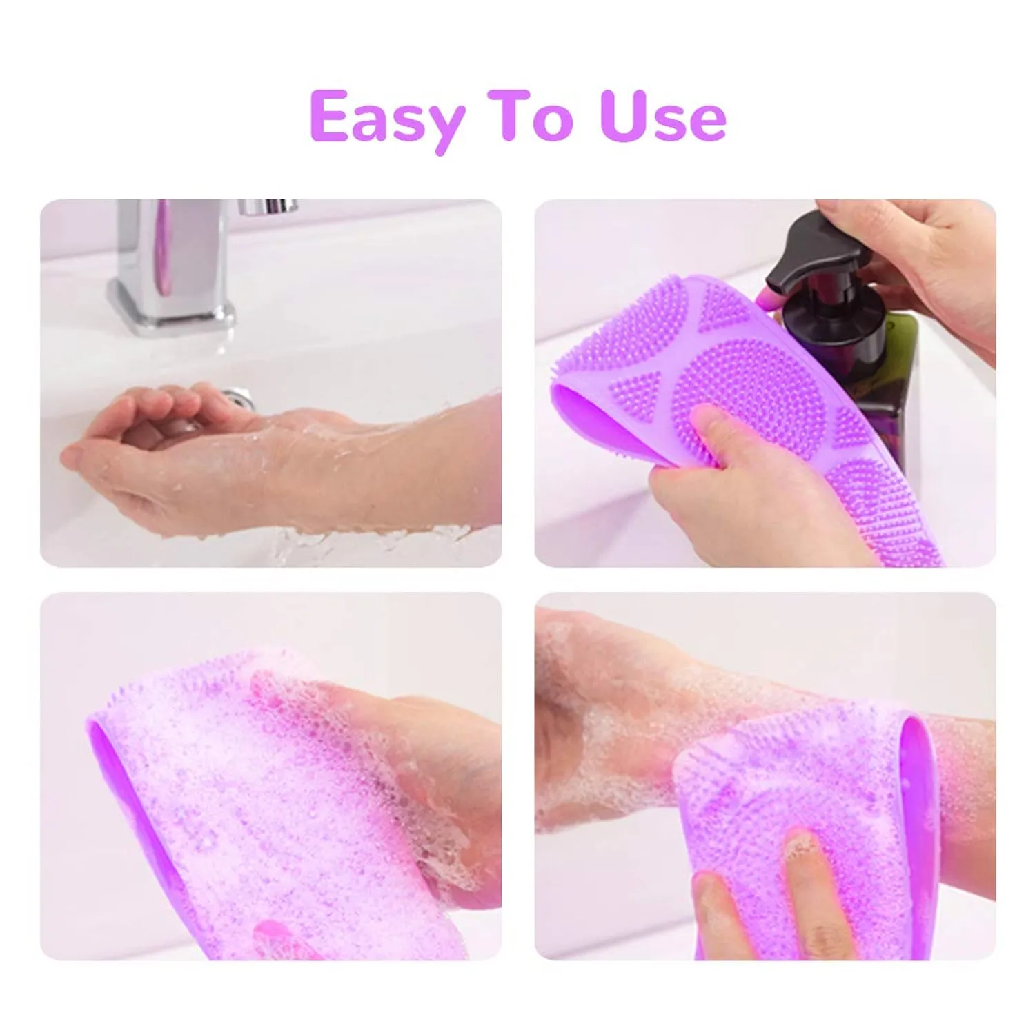 SILICONE BODY BACK SCRUBBER DOUBLE SIDE BATHING BRUSH FOR SKIN DEEP CLEANING WITH HOOK