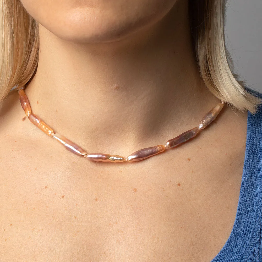 Stick Pearl Strand Necklace - Blush