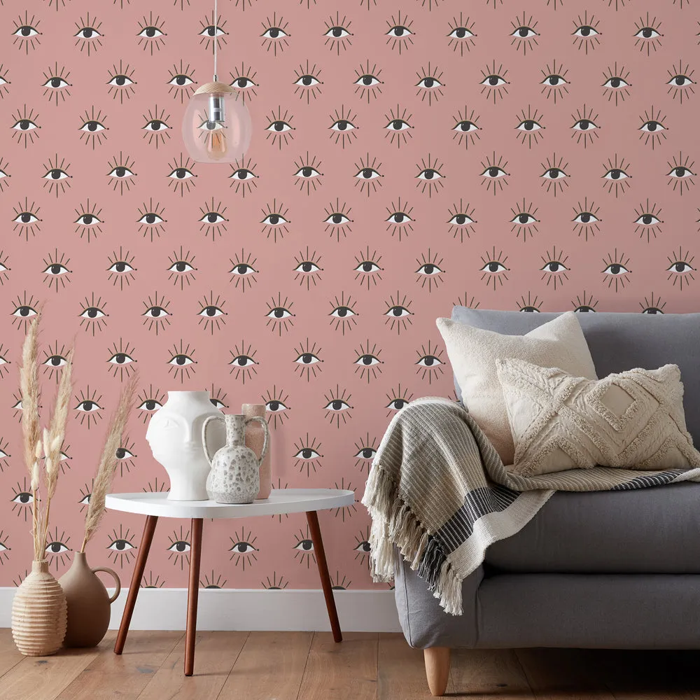 Theia Gold Foil Wallpaper Blush