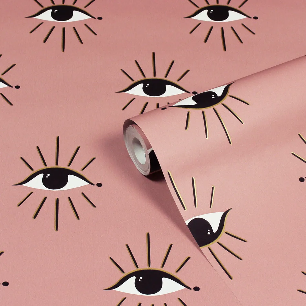 Theia Gold Foil Wallpaper Blush
